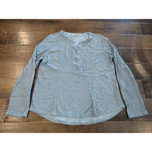 Jane and Delancey Tops - JANE AND DELANCEY Women's long-sleeve roll tab henley waffle shirt top - M